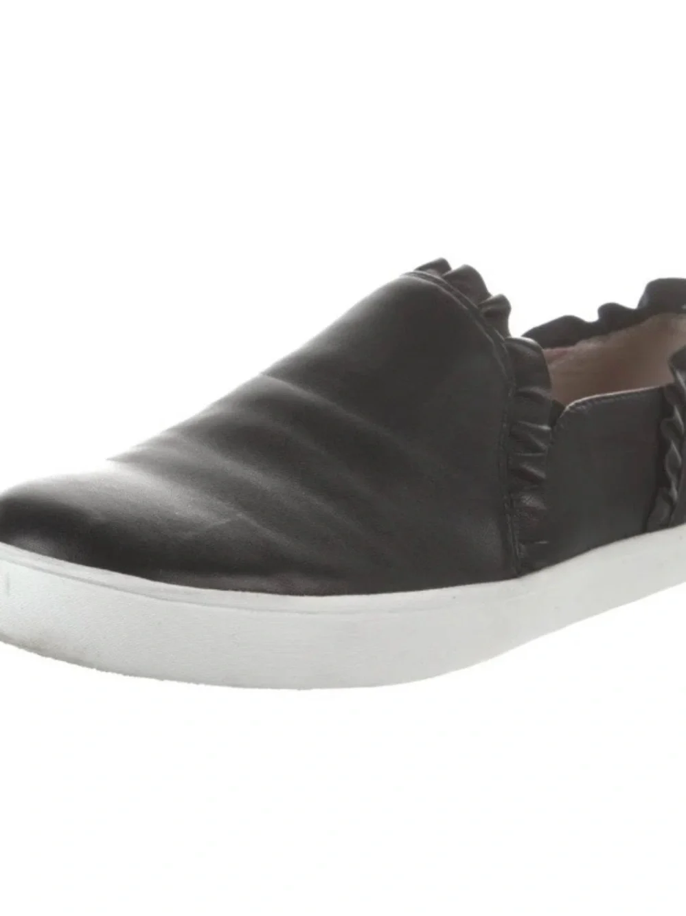 Kate Spade Slip-On Ruffle-Trim Leather Sneaker - Black